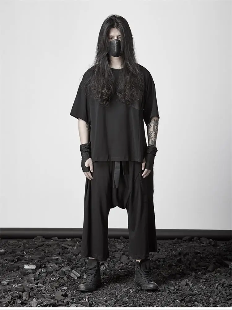 Men Hanging Crotch Pants New Singer Hair Stylist Style Personality Loose Casual Japanese Hip-Hop Street Oversized Pants