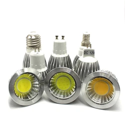 COB levou holofotes 9W 12W 15W 18W lâmpada led GU10/GU5.3/E27/E14 85-265V MR16 12V Cob lâmpada led branco quente bulbo branco frio levou luz