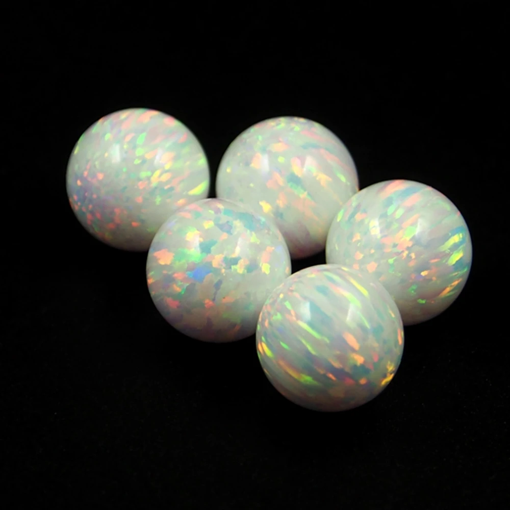 Lab Created White Red Blue Fire  Full Drilled Hole Opal Beads For Fashion Earring Jewelry Making