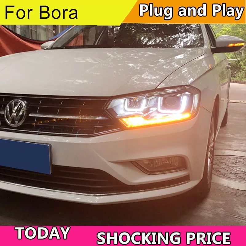 

Car Styling For VW Bora headlights 2016 For Bora head lamp led DRL front Bi-Xenon Lens Double Beam HID KIT