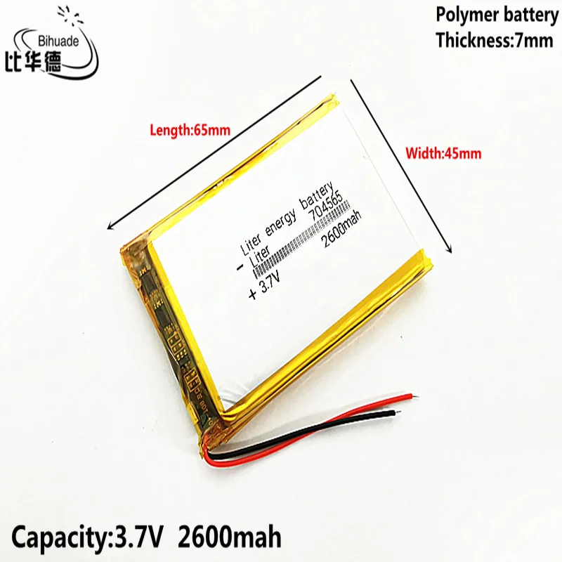 Good Qulity 3.7V,2600mAH 704565 Liter energy battery Polymer lithium ion / Li-ion battery for tablet pc BANK,GPS,mp3,mp4