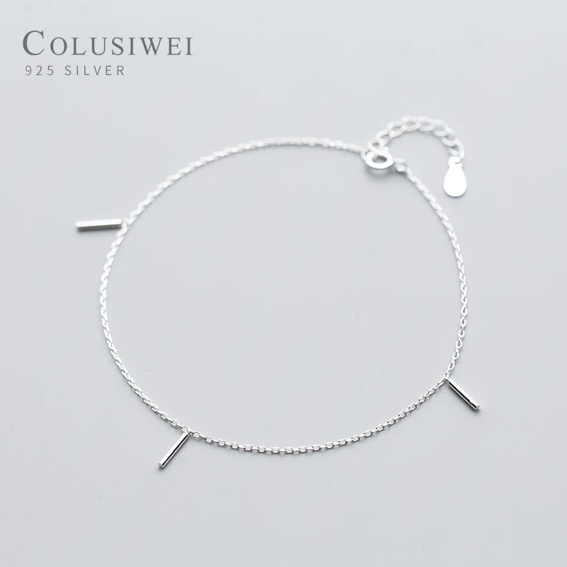 

Colusiwei Minimalism Geometric Silver Anklets for Women Fashion Stick Chain Bracelets for Leg Foot Jewelry Femme Accessories