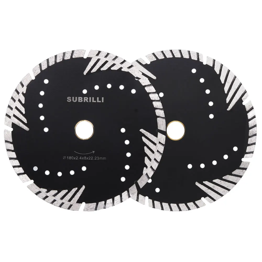 7 Inch 180mm Diamond Cutting Blade With Slant Protection TeethTurbo Diamond Saw Blade Disc Arbor 22.23mm For Stone Concrete