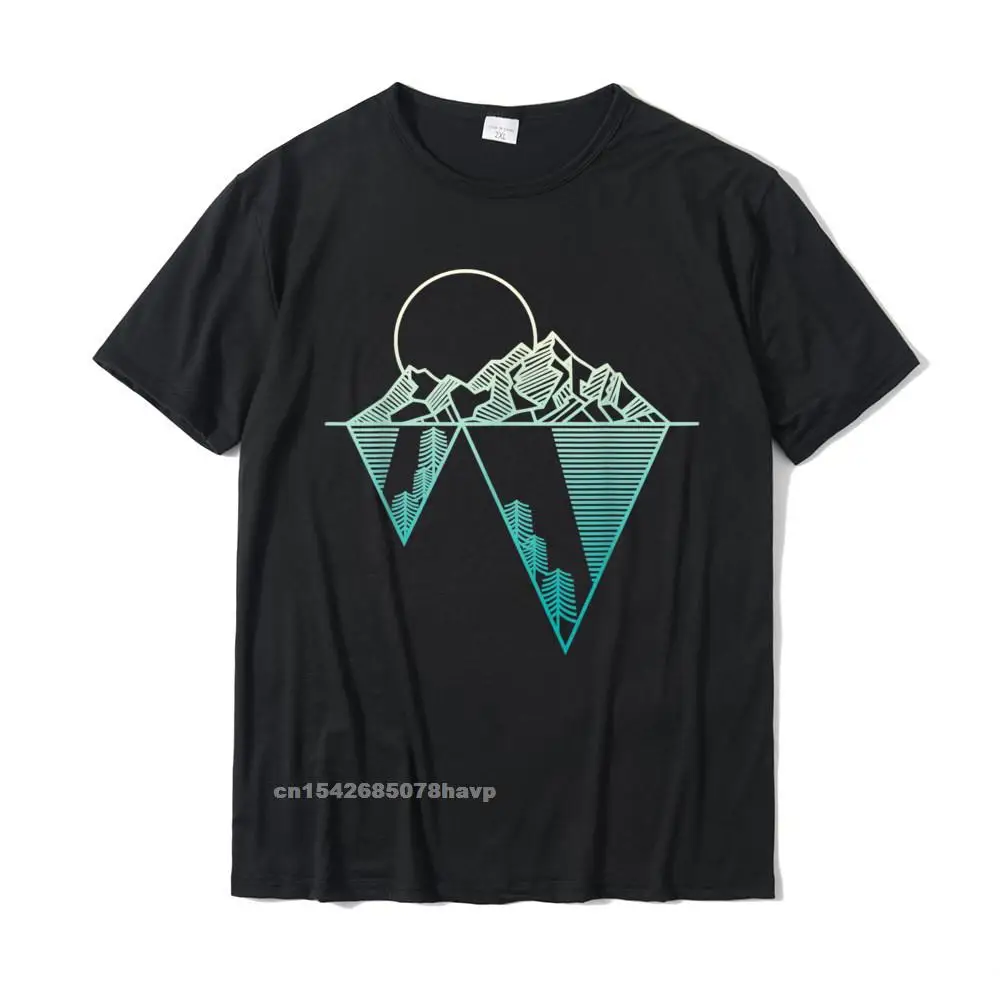 

Minimal Mountains - Geometric Art - Camping Hiking T-Shirt Fashionable Mens T Shirt Cute Cotton Tops & Tees Printed On
