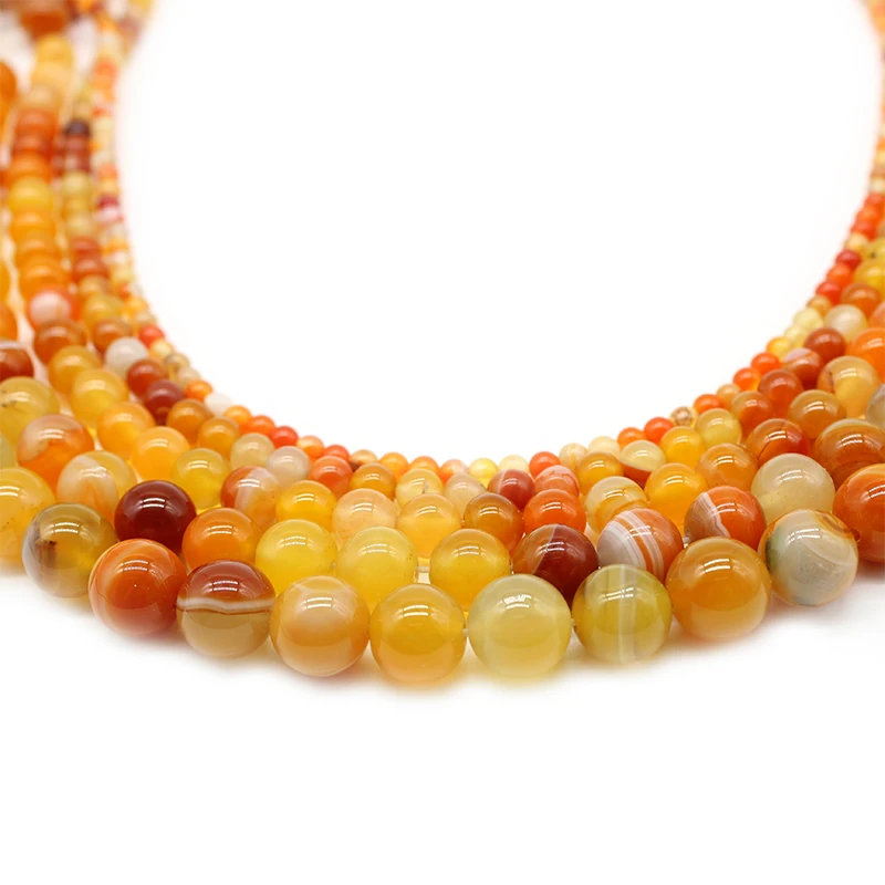 Natural Orange Stripes Agates Stone Beads For Jewelry Making DIY Bracelet Necklace 4/6/8/10/12 /14 mm Strand 15\'\' Wholesale