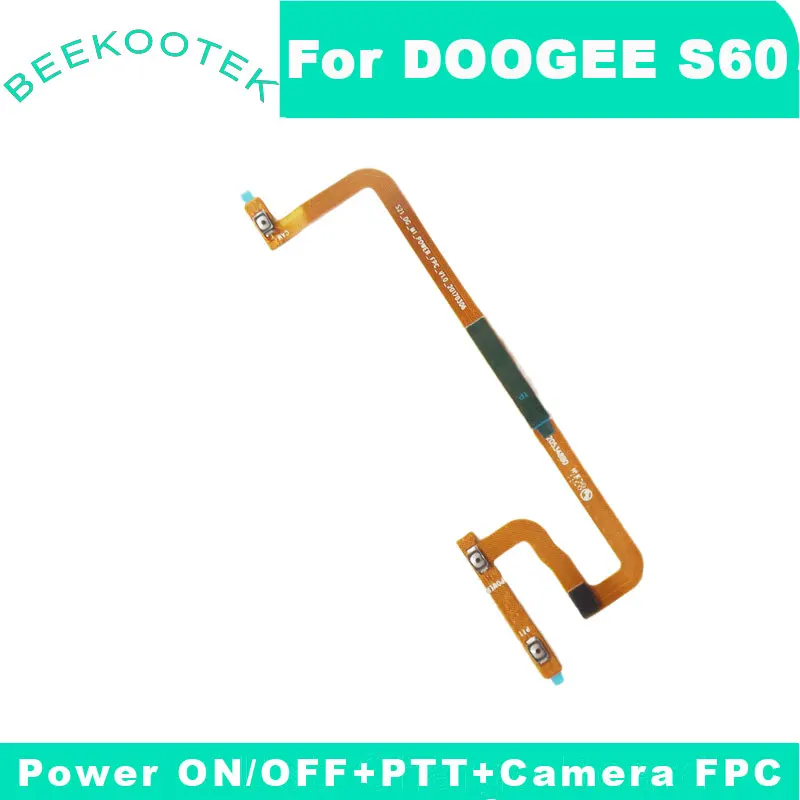 New Original DOOGEE S60 Power ON/OFF + PTT Camera button  flex cable Volume Up/Down FP for DOOGEE S60, S60 Lite smart cell phone