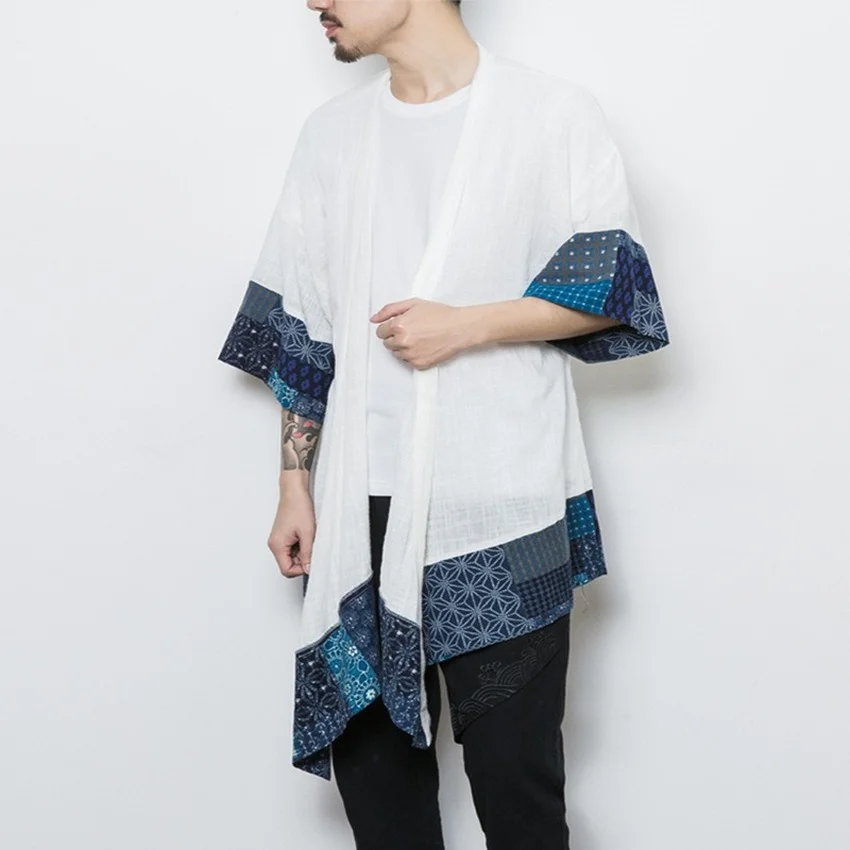 Summer Cardigan Male Japanese Haori Men Fashion Harajuku Style Streetwear Traditional Clothing Cardigan Shirts Top Loose Outfit