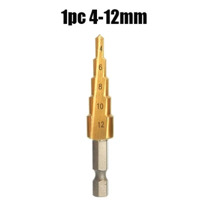 1PCS 3-13 4-12/20/22mm Titanium Coated Pagoda Shape Step Drill Bit Triangle Shank Hole Drill Cone Drill Bit Step Drill