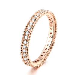 Simple Classic Wedding Ring for Women Rose Gold Color Inlaid Zircon Jewelry Gift to Girlfriend Fashion Jewellry Accessories R490