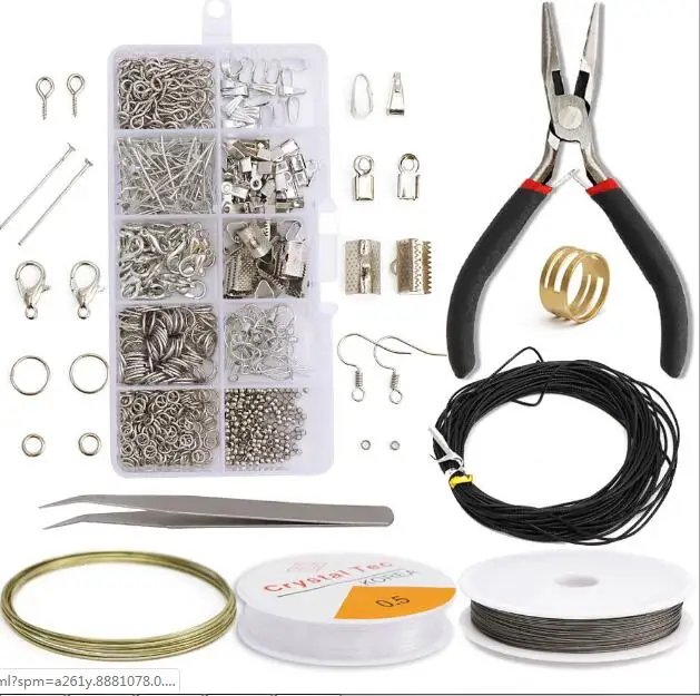 Jewelry Making Tool Set Earring Wire Necklace pendant Cord Jump Ring Clip Lobster Clasps Jewelry finding Accessories