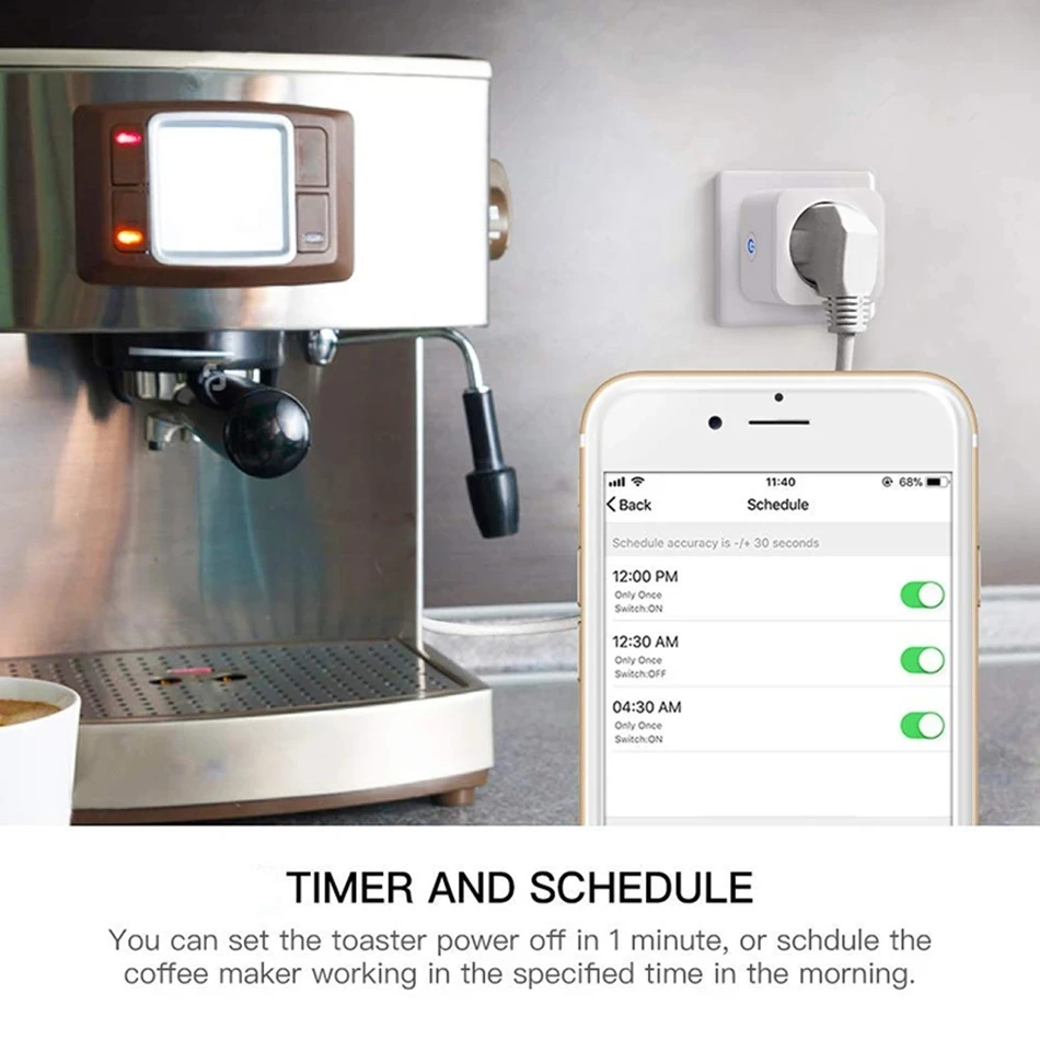 Imagem -06 - Tuya Zigbee 3.0 Tomada de Energia Inteligente 16a sem Fio App Voz Controle Remoto Tomada Monitor Energia Funciona com Alexa Casa do Google