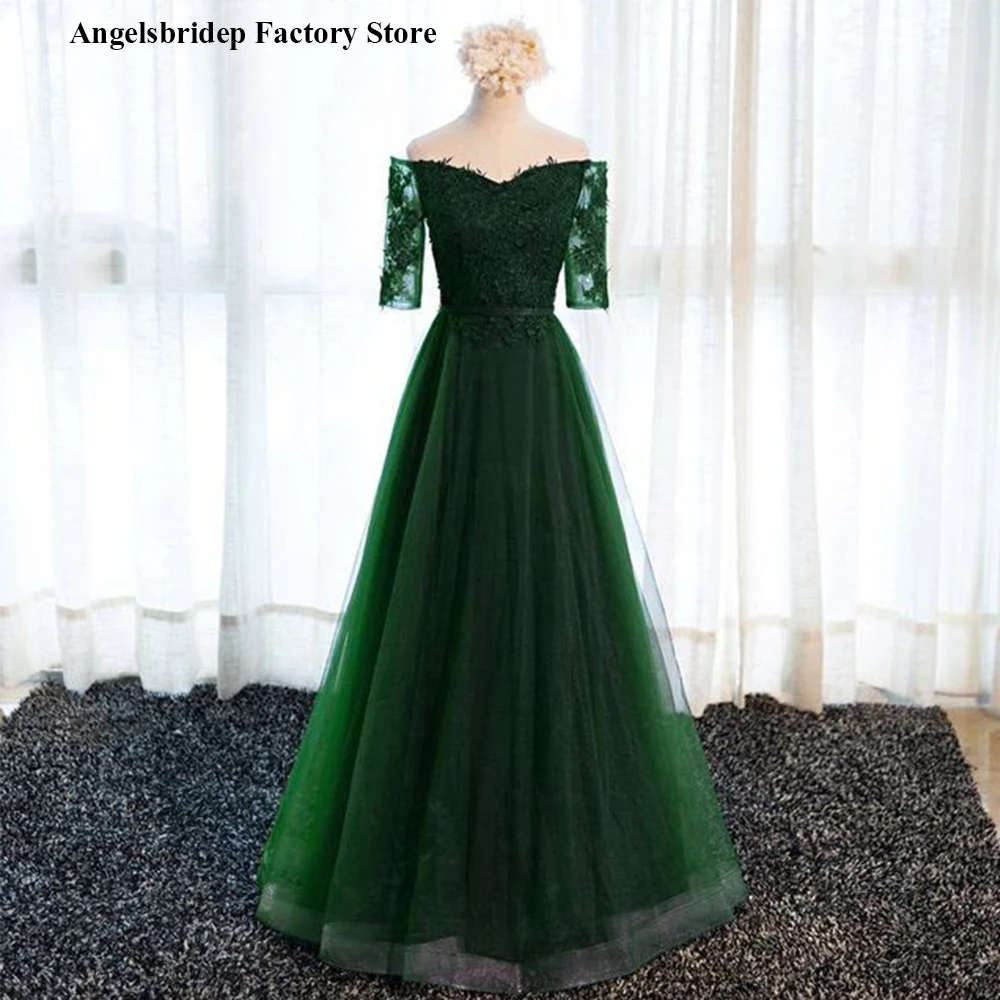 

Angelsbridep Half Sleeves Bridesmaid Dresses long Vestido Madrinha Sweetheart Appliques Full-Length Pageant Dress Celebrity Gown