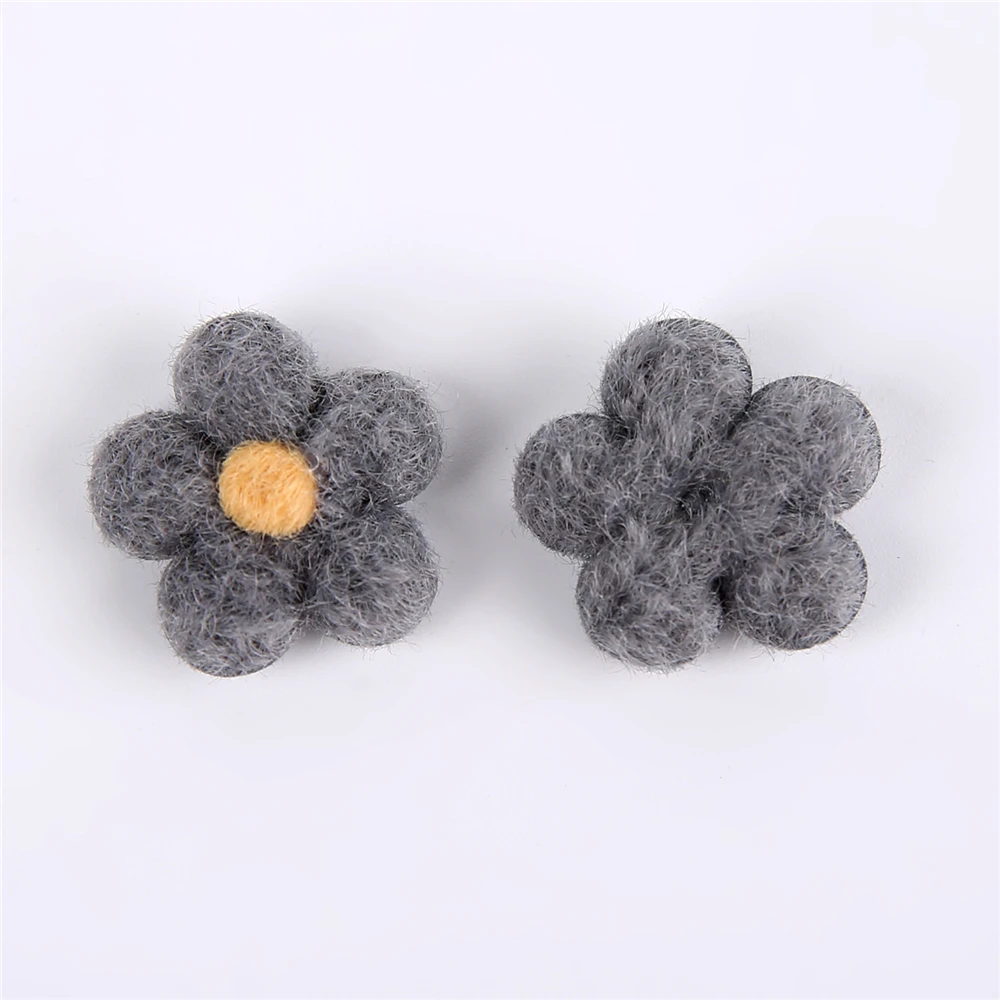 10Pcs Woolen Petals For Clothing Sewing Supplies DIY Children Hair Clip Accessories Home Decor Wedding Patches Handmade Crafts