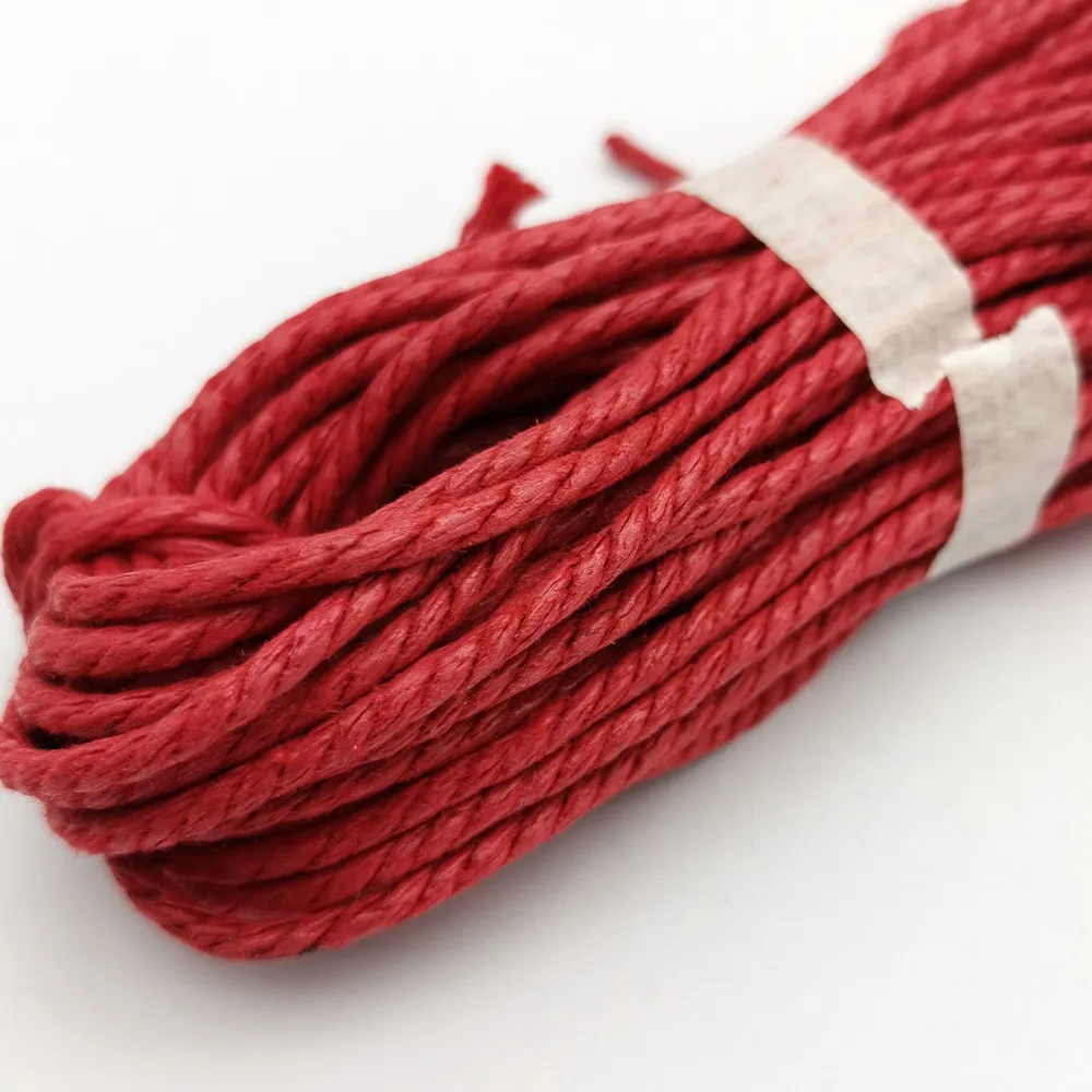 130 Yards/Bundle Red 2.5mm Round Braided Hemp Strap Half Cotton Macrame Cords