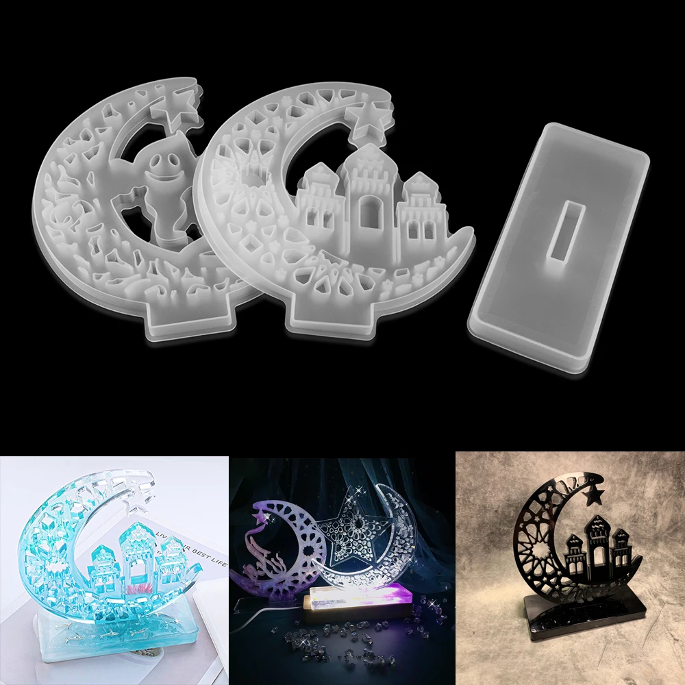 DIY Crystal Silicone Halloween Castle Ghost Exhibition Board Mold Resin Table Display Decoration Mold Jewelry Making Accessaries