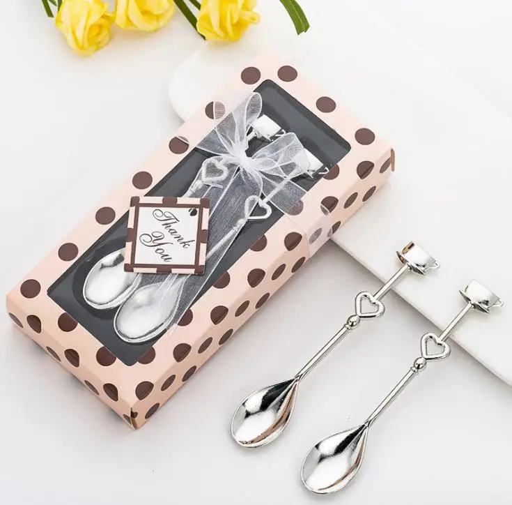 

Wedding Favors Spoon Drink Tea Coffee Milk Souvenir Stainless Steel Baby Shower Favors Decoration Spoon Kitchen Accessories SN