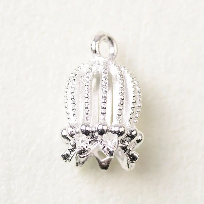 100pc 11*17mm Gold/silver Color 3D Copper Hollow Core Flower Charm Blossom charm DIY for Hairpin Handmade Wedding Jewelry Making