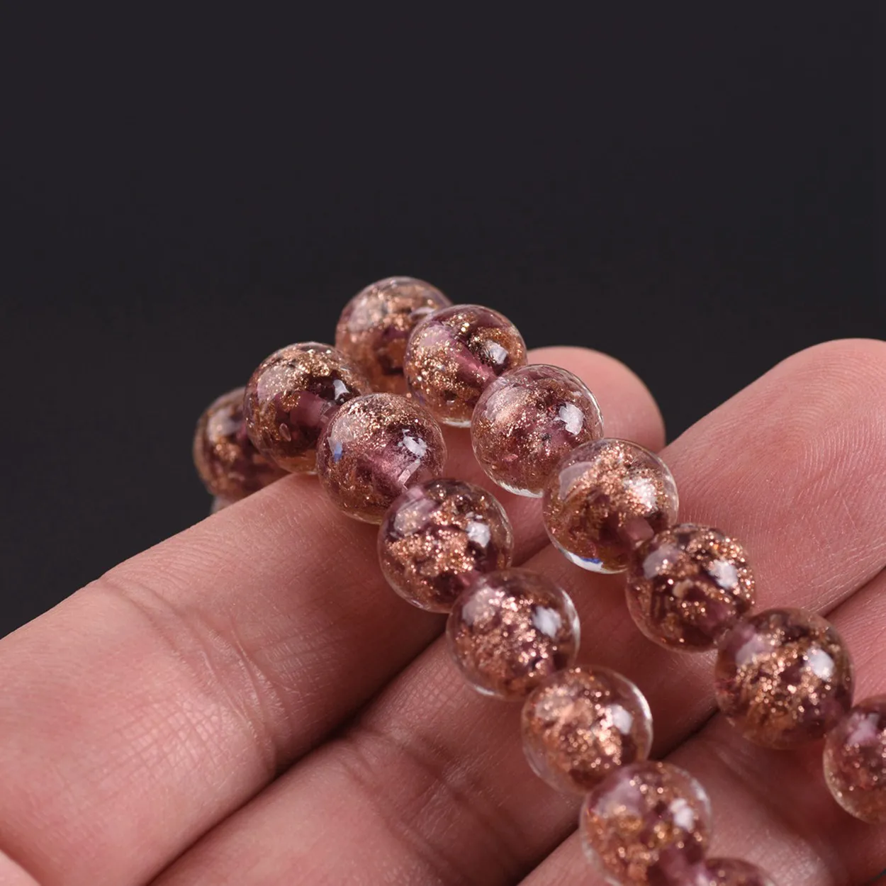 10 pièces rondes 8mm 10mm 12mm feuille de verre au chalumeau perles en vrac pour bricolage artisanat fabrication de bijoux accessoires résultats