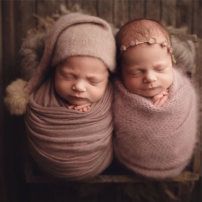 Newborn Photography Props Accessories for Baby Knit Fur Ball Long Tails Hat  Photo Halloween Photobooth Prop for Photo