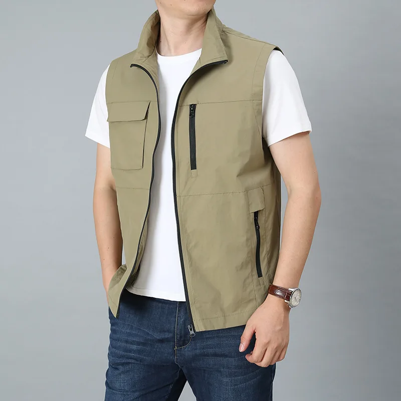 Quick-dry Sleeveless Jacket Men's Vest Outdoor Hiking Fishing Multi-pockets Light-weight Functional Tactical Waistcoat Sizem-6xl