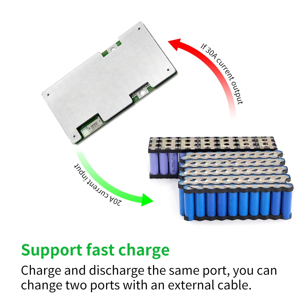 Qucc-Carte de protection de batterie au lithium avec contrôle de la température d'équilibre, Lifepo4, BMS, 4S, 12V, 18650, 15A, 20A, 30A, 40A, 60A, 100A, 120A