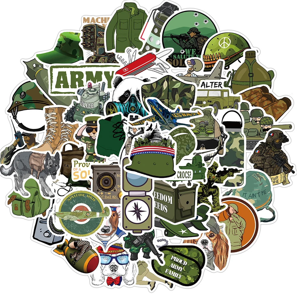 

10/30/50PCS Army Military Camouflage Stickers Decorative Motorcycle Helmet Skateboard Waterproof Cool Decals Sticker Packs