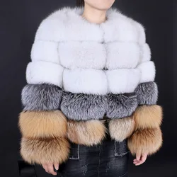 Maomaokong inverno real casaco de pele de raposa natural casaco de pele de alta qualidade de luxo roupas femininas de couro
