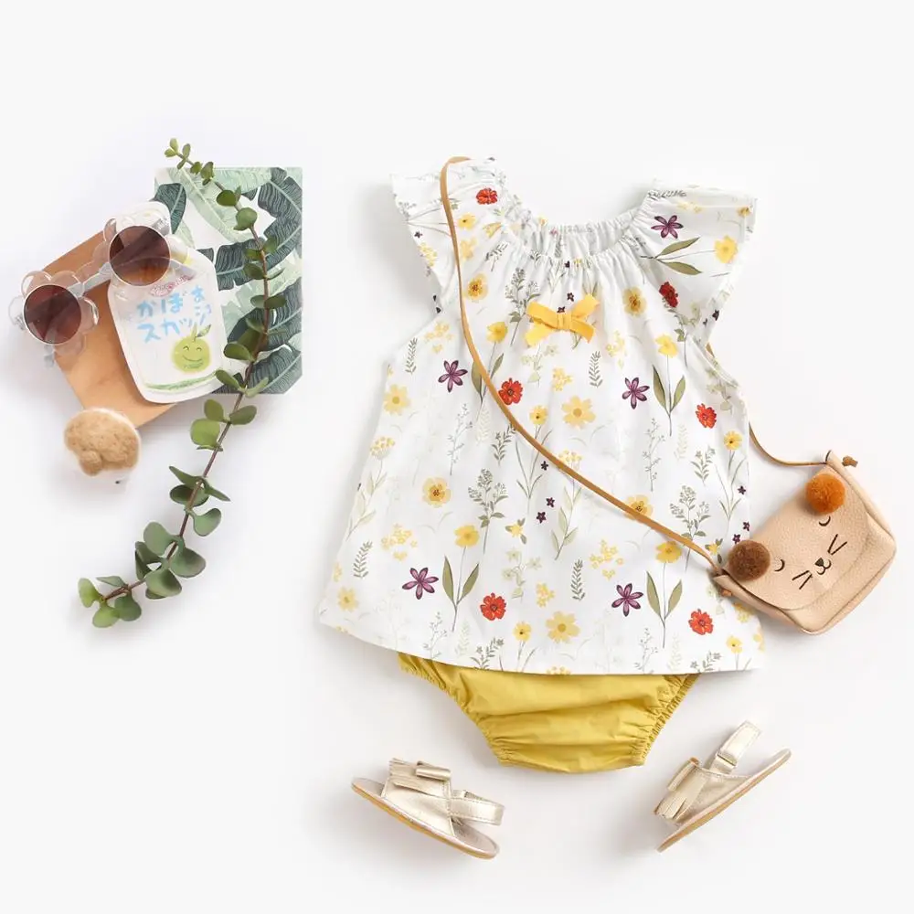 Sanlutoz Summer Baby Clothes Sets Flower Toddler Tops + Bottoms 2pcs Casual Cotton Baby Outfits Sets