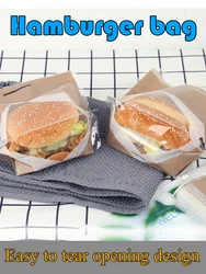 100pcs Freshly baked bread hamburger croissant bag toast sandwich takeout bag food grade material disposable takeaway