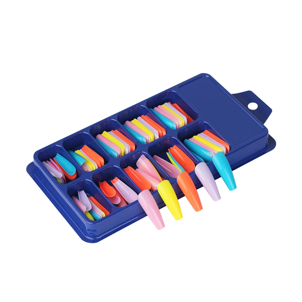 THINKSHOW 전문 다채로운 거짓 손톱 팁 전체 커버 가짜 손톱 긴 발레리나 네일 아트 팁 DIY 매니큐어 장식 도구