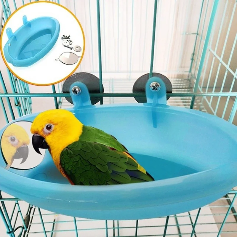 Pet Bird Bath Cage Parrot Bathtub With Mirror Bird Cage Accessories  Shower Box Small Parrot Cage Pet Toys Birds Accessories