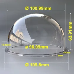 4.3 Inch Heightened CCTV Camera Dome Housing Protective Cover HD Clear Polycarbonate PC Ball Hemisphere Shell Size 109.8x63.91mm