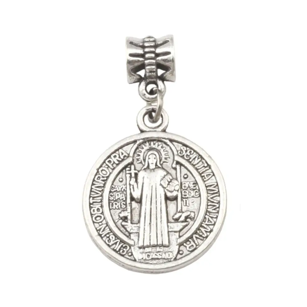 

50pcs Tibetan Silver Alloy Saint Jesus Benedict Nursia Patron Medal Crucifix Cross Religious Charms Bead Pendant 36x21mm A076