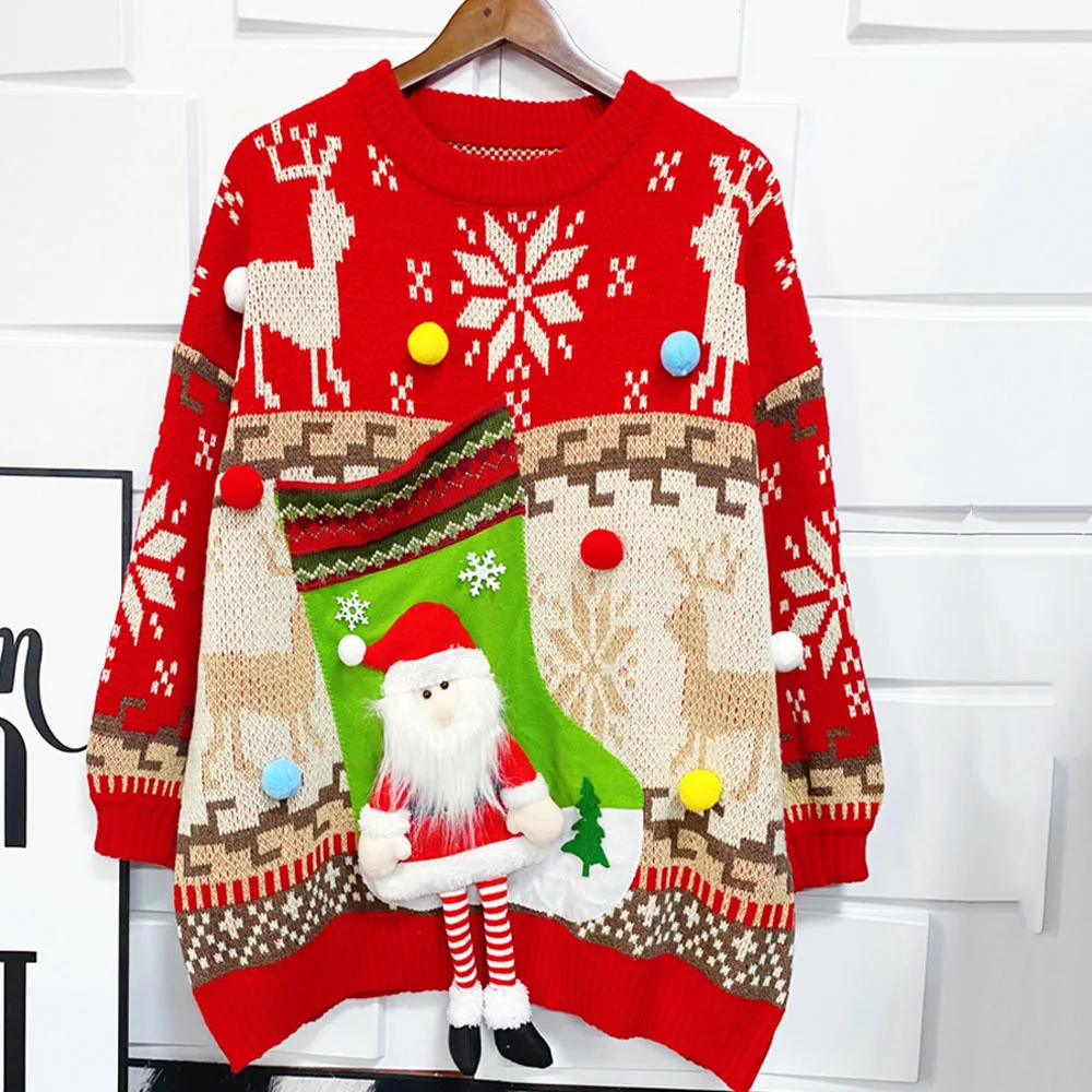 Ugly Christmas Sweaters For Women Twenty Styles Female Large Size Christmas Snowman Sweater Women Pullover Sweater