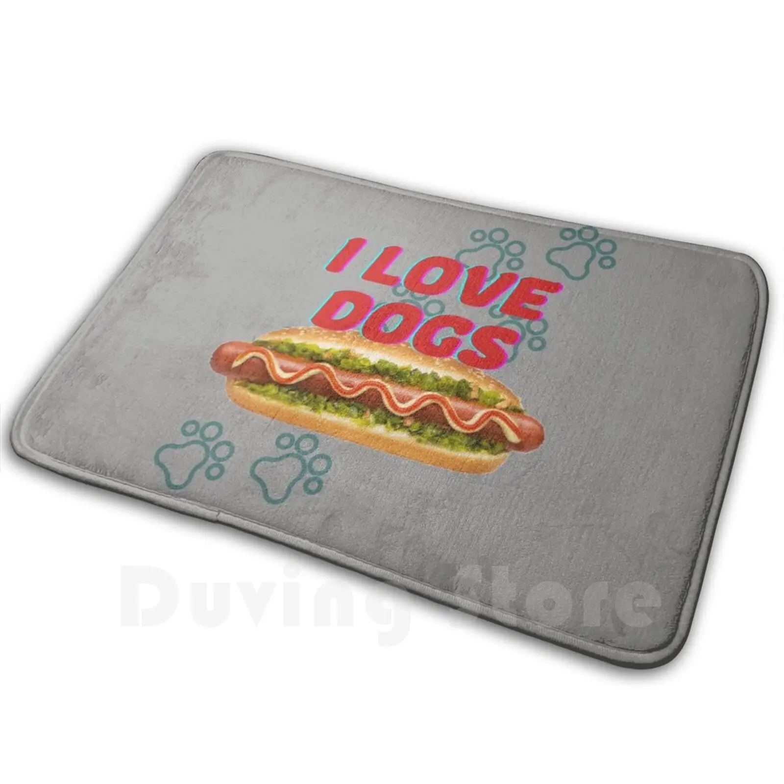 I Love Dogs Carpet Mat Rug Cushion Soft Hot Dogs Chili Dogs Frankfurter Frank Wiener Cheese Dog Corn Dog Danger Dog Half