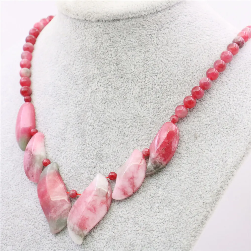 6-14mm Round & Leaves Incremental Orange Jades Necklace Natural Stone Chalcedony Neck Wear Women Fashion Jewelry Making Design