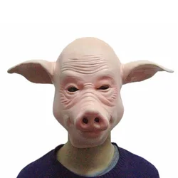 Latex Halloween Party Cosplay Masquerade Realistic Masks Full Face Animal Funny Pig Head Mask Lifelike Decor Mask