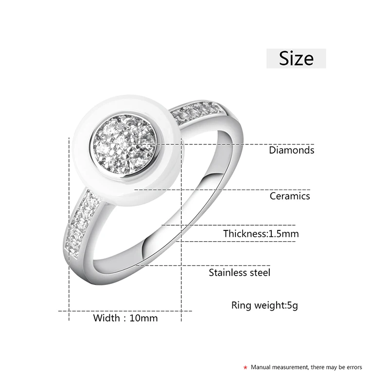 Elegant Ceramic Jewelry Set Rings Earrings For Women Engagement Romantic Style Circle Ceramic Jewelry Sets Austrian Crystal Gift