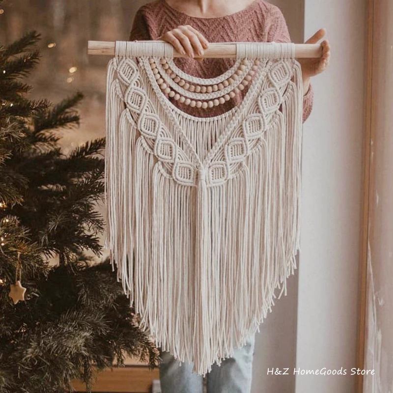 Elegant Macrame Wall Hanging Ornament Bohemian Craft Decoration Gorgeous Tapestry For Home Bedroom Livingroom Room Decor