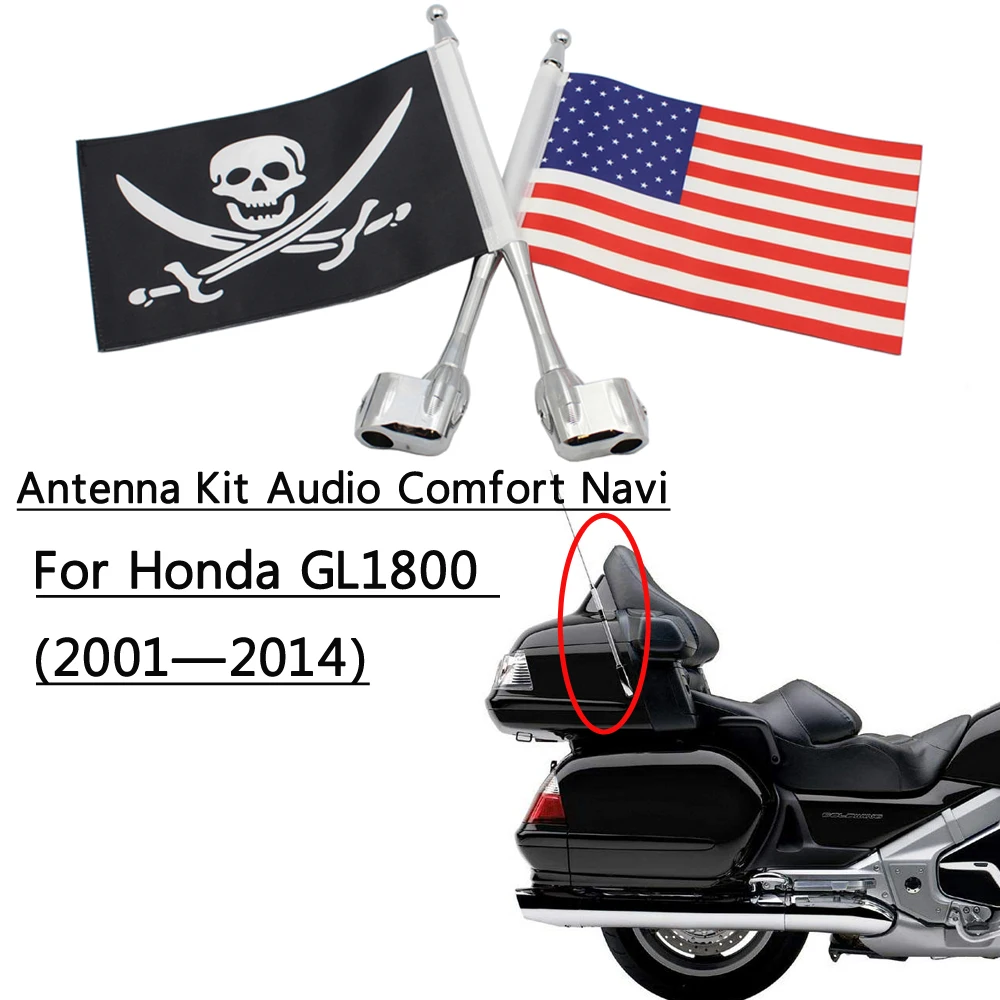 

Motorcycle Dress Up Flag Pole Rear Tail side Luggage Rack Vertical American For Honda GoldWing GL1800 Moto 2001-2011