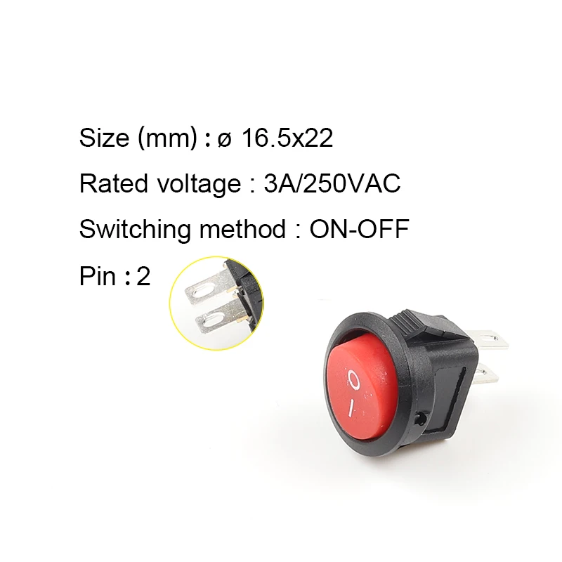 5 Buah KCD1-105 Diameter Kecil Bulat Perahu Rocker Switch Hitam Mini Bulat Hitam Putih Merah 2 Pin ON-OFF Rocker Switch