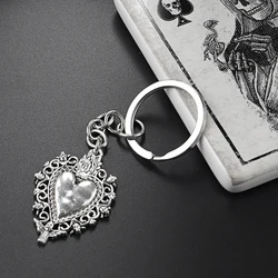 New Sacred Heart Keychain Traditonal Corazon Key Ring Jesus Key Chains Religion Gifts Folk Art DIY Handmade Jewelry