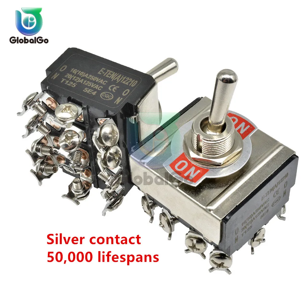 12pin Mini Toggle Switch Single Pole Double Throw SPDT ON-ON ON-OFF-ON Shaking Head Rocker Switches E-TEN(A)12310 12210 36.8*33M
