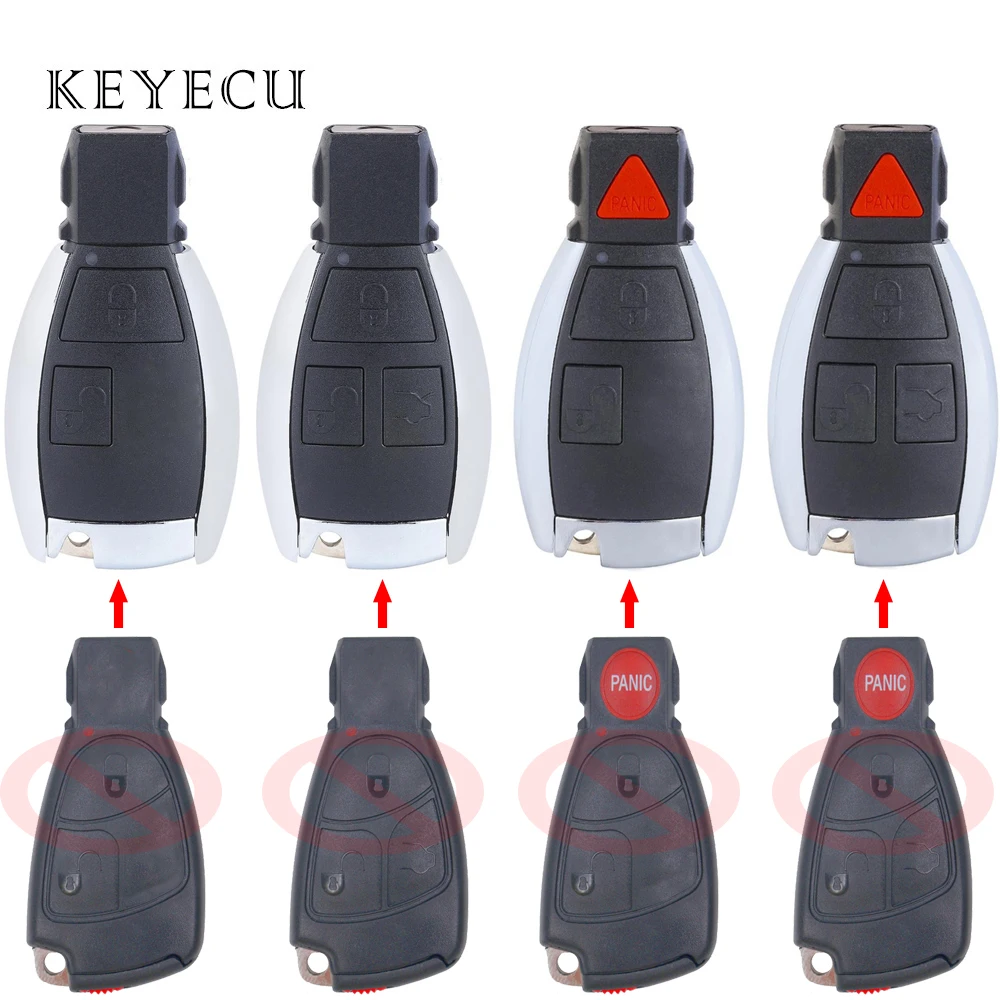 

Upgraded Smart Remote Key Shell Case Cover Fob Replacement 2 3 4 Buttons for Mercedes Benz CLS C E S W124 W202