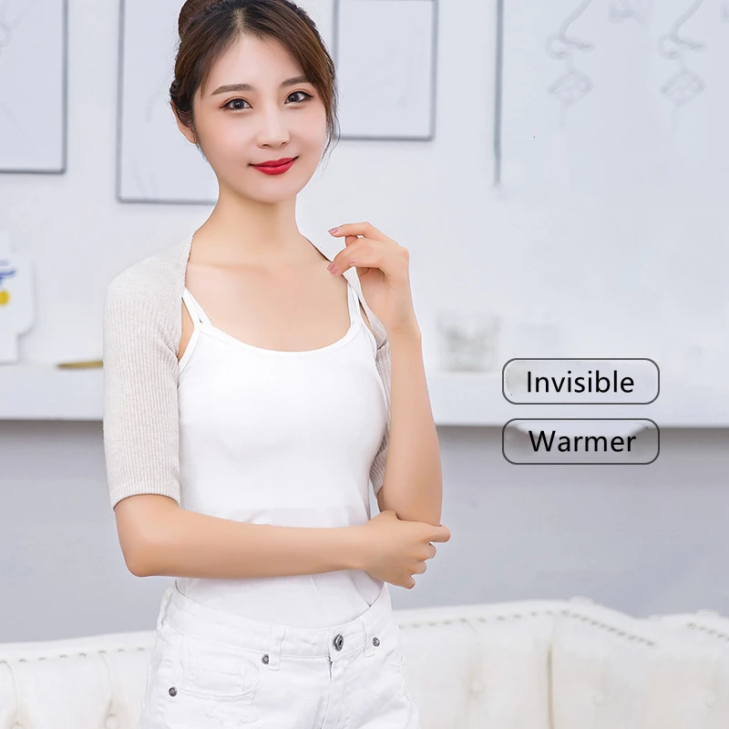 Double Shoulder Brace Warm Support Stability Compression Sleeve Wrap Office Home Knit Cashmere Guard Tendonitis Back Pain Relief