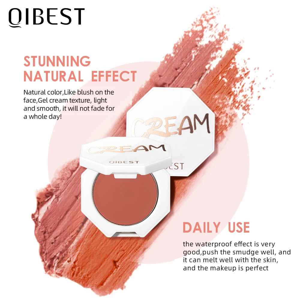 QIBEST 6 Color Blush Makeup Palette Red Rouge Lasting Natural Cream Cheek Contour Blusher Korean Comsmetic Cheek Tint Face Blush