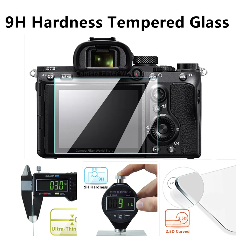 2PCS A7II A7III A7M2 A7M3 Camera Screen Protective Glass 9H Hardness Tempered Glass for Sony A7SII A7R2 A7R3 A7R4 A7 A7S A7R