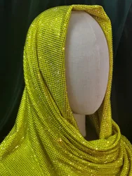 Yellow Crystal Fabic Glitter Hot Fix Crystal Rhinestone Glitter Iron On Sewing Fabric Polyester Spandex Stretch Rhinestone