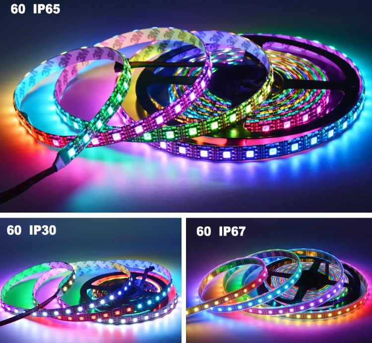 APA102-インテリジェントLEDストリップライト,30/60/144 LED/ピクセル,sk9822,ピクセル,データと傾斜,dc5v,ip30/ip65/ip67