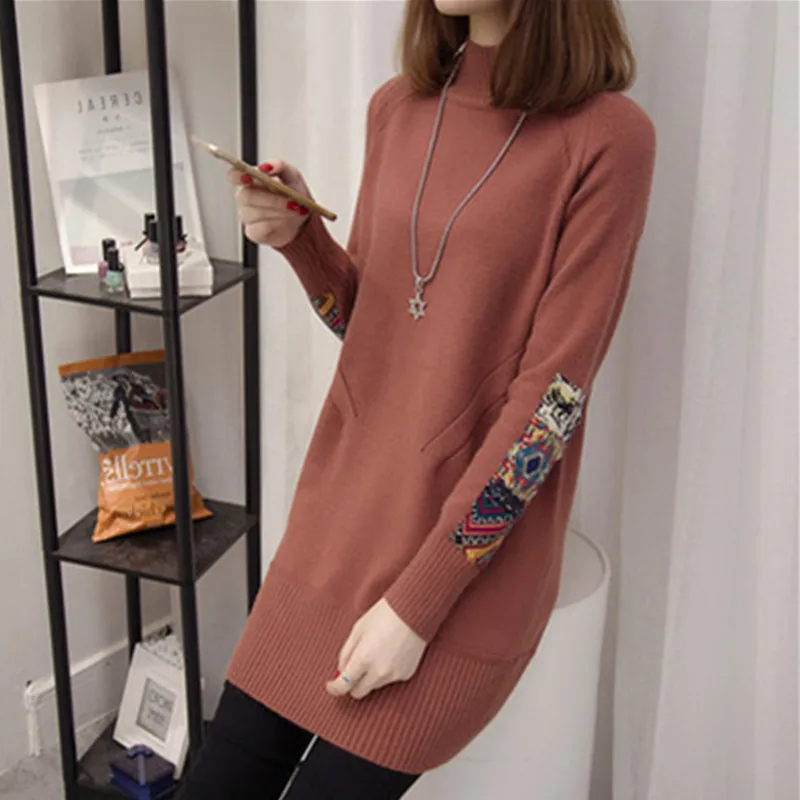 New Long Sweaters Women 2023 Autumn Winter Korean Half-high collar Clothes For Female Pullover Warm Knitting Solid Sweaters